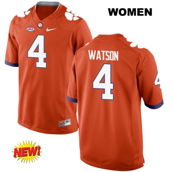 Women's Clemson Tigers #4 Deshaun Watson Stitched Orange New Style Authentic Nike NCAA College Football Jersey RMZ5246EL